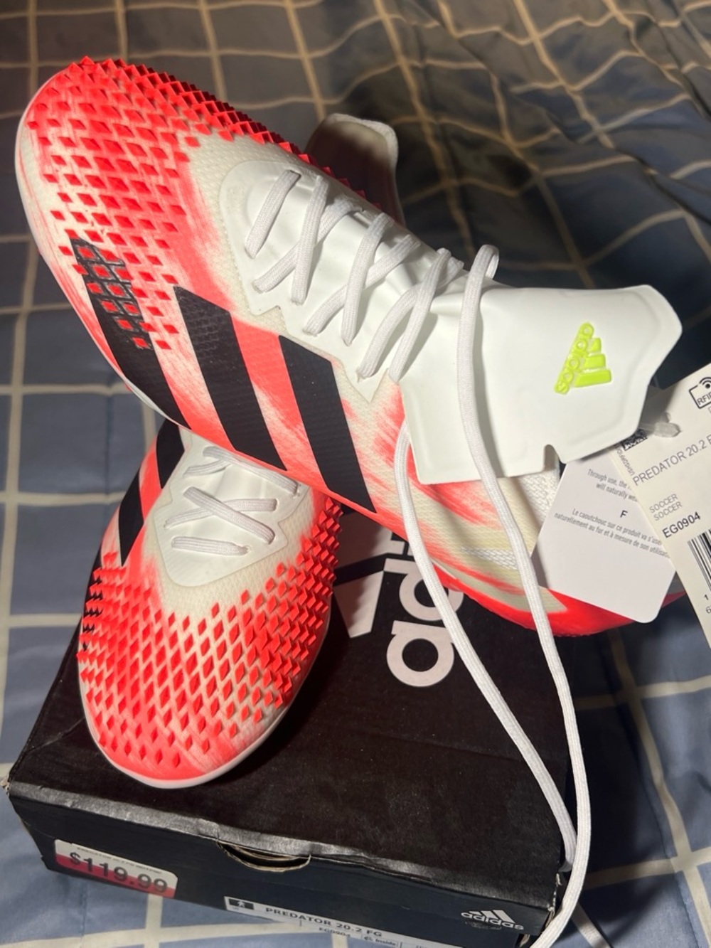 adidas Men’s Predator Soccer Shoes - White & Neon Red